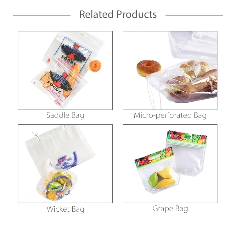 Customized PE Printed Clear Plastic Food Packing Micro Perforated Bread Wicket Bag