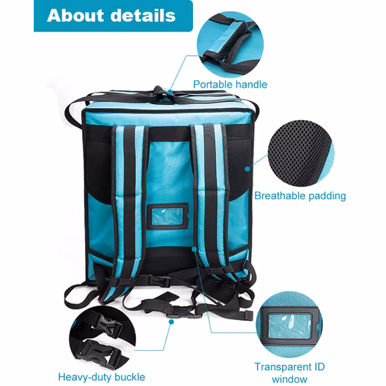 Doppelschichtiger Motorrad-500d-PVC-wasserdichter Eiskühler, isolierte Aluminiumfolie, Lebensmittellieferung, Pizzatasche, Lebensmittellieferungstasche, Rucksack, wiederverwendbare Lunch-Thermotaschen